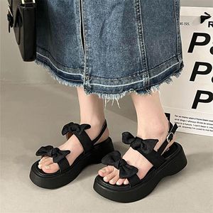 Sandals Thick Sole Woman Black Flats Shoes Back Strap Non-slip Summer Women Casual Roman Open Toe Beach Ladies