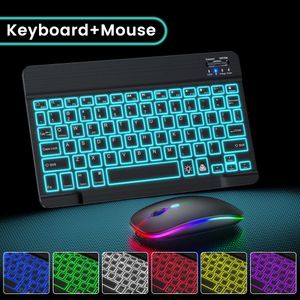 Tangentbord trådlöst tangentbord och mus för dator Bluetooth RGB Backbelyst tangentbordssats ryska Spainish Keyboard Keycaps för surfplattan iPad