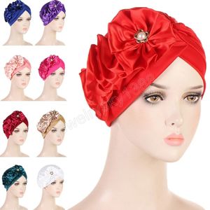 Big Flower Fashion Women Muslim Hijab Turban Chemo Cap Cancer Headwrap Scarf India Hair Loss Bonnet Hat Headcover Turbante Mujer