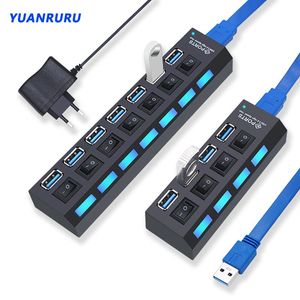 Hubs USB Hub 3.0 Hub USB 3 USB 2.0 Multi USB Adapter zasilający 4/7 Port Multiple Expander 2.0 z przełącznikiem akcesoriów na PC