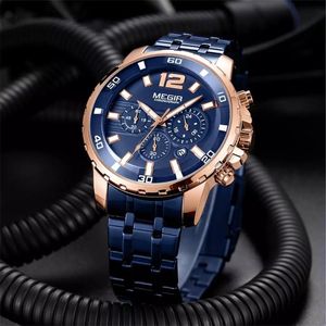 Wristwatches MEGIR Men's Military Sport Business Quartz Wrist Watch Luminous Waterproof Stainless Steel Top Men Relogio