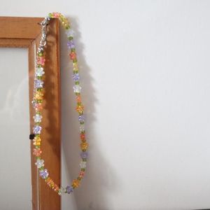 Choker-Halsketten, Korea, Sommer, schöne bunte Blumen, Gänseblümchen, transparenter Kristall, Perlenstrang, kurze Halskette für Frauen