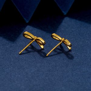 Дизайнерский бренд золотой серьги с луком с универсальными и персонализированными японскими стилями простые полые легкие роскошные высококачественные текстуры ZG3K