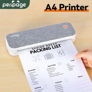 プリンターPeripage A4 Paper Printer Portable USB Bluetoothワイヤレスサーマル転送プリンターサポートモバイルスマートフォンAndroidプリンター