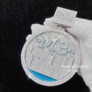 Yeni Tasarım Hip Hop Takı Parlayan Malzeme Gümüş 925 VVS Moissanit Buzlu Diamond Özel Kolye Kolye