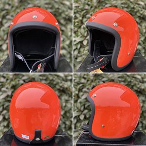 Motorcycle Helmets Genuine Vintage&COCASCOS FiberGlass Open Face Helmet Retro Scooter Motorbike Riding Jet Casco Moto Capacete DOT