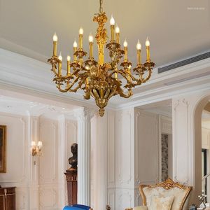Pendant Lamps All Copper Chandelier French Elegant Luxury Crystal Villa Living Room Dining Bedroom Study
