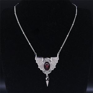 Pendant Necklaces Gothic Vampire Bat Wing Stainless Steel Necklace For Women Silver Color Witchy Gift Hip Hop Jewelry Chain N4031S02Pendant