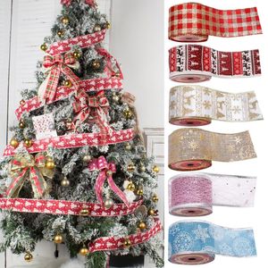 Christmas Decorations 1Roll 5M Ribbon Multicolor Snowflake Lace For Wedding Tree Decoration DIY Sewing Fabric