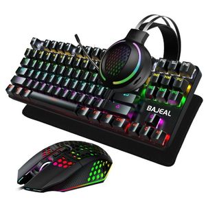 Combos Bajeal Gaming Mechanical Keyboard und Maus Combo 87key 9Color Light mit RGB Headset Mousepad für PC Mac -Fenster