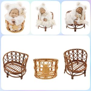 Keepsakes born Pography Props Basket Retro Rattan Round Chair Bebe Po Accessori Recien Baby Girl Boy Gift Posing Bed Background 230526