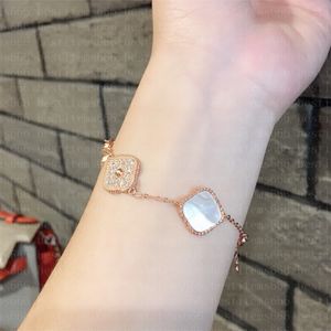 Fashion Classic 4/Four Leaf Clover Charm Bracelets Branslean Bransle Łańcuch 18K Gold Agate Shell Mother-of-Pearl dla Womengirl Wedding Mother Day Jewelry Women J001