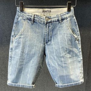 Herr jeans supzoom 2023 ankomst topp mode denim trend mens randiga ljusa män shorts sommar blixtlås avslappnad midvikt