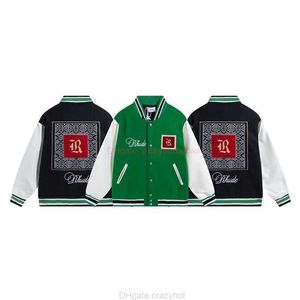 Designerkläder modemärke rockar rhude amerikansk casual ulljacka topp broderad lapp tryckt läderhylsa high street baseball sport vindbre