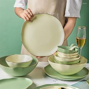 Bowls Tableware Bowl And Plates Set Household Flat Plate Dishes Combination