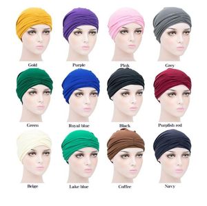 Women Girl Solid Color Elastic Skull Caps Cancer Chemo Hat Scarf Turban Head Wrap Hair Care Beanie8857313
