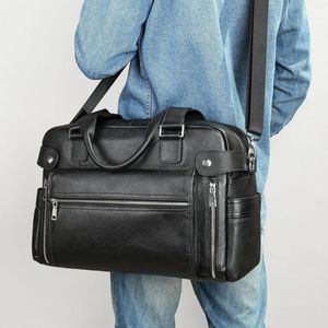 Aktentaschen 2023 Business Aktentasche Computer Handtasche Männliche Outdoor-Tasche Reise Pendeln Reise Mann Schulter Kuh Leder Männer