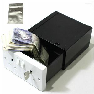 Förvaringspåsar imitation dubbel Storbritannien plugg socket vägg säkerhet hemlig dold stash box covert avledning säker