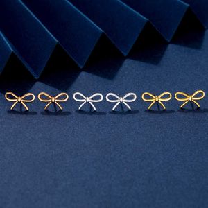 Moda markası altın kaplama yay küpeleri çok yönlü ve kişiselleştirilmiş Japon stilleri basit içi boş ışık lüks üst düzey doku
