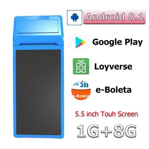 Drucker Android 8.1 PDA Terminal POS -Maschine 5,5 Zoll Touchscreme integriert 58 mm Bluetooth Thermal -Quittungsdrucker Support WiFi GPS