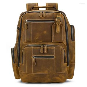 Backpack Large Capacity Travel Bag Multifunctional Man Double Shoulder Genuine Leather For Student