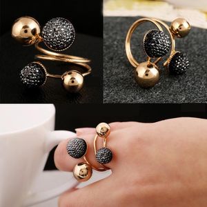 Cluster Rings Ball Resin Little Golden Beans Ring Simple Jewelry Personality Punk SIZE 18mm Retail&Wholesale For Women