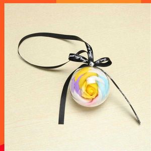 Ny lång hållbarhet Automotive Interior Lovable Simulated Rose Soap Flower Pendant Car Accessories Transparent Flower Ball Exquisite