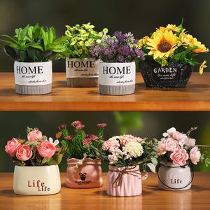 Decorative Flowers & Wreaths Home Decoration Accessories Artificial Fake Living Room Dining Table Decorations Plastic Dried Bouquets Green P