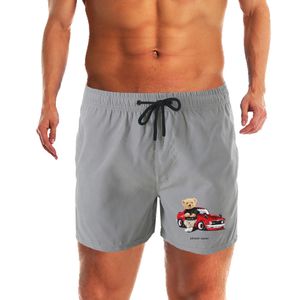 Sports car teddy bear Sexy Swimming Trunks Hot Mens Swim Briefs Beach Shorts for Swimwear Mesh Lining Quick-drying Sports Pants