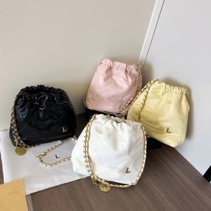 Luxury metal letter chain handbags girls PU leather one shoulder bag children lace-up shopping bags S0058