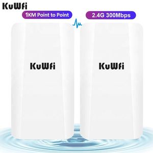 Routers KuWFi Outdoor Router Outdoor P2P 1KM Wireless WIFI Bridge 300Mbps Wireless CPE With 24V POE Adapter for IP Camera