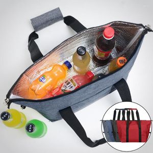 Förvaringspåsar Portable Lunch Cooler Bag Foldning Isolering Picknick Ice Pack Mat termisk dryck bärare isolerad utomhuslåda