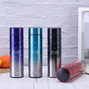 Nuovo colore sfumato di stile Display della temperatura a LED Boccetta sottovuoto Thermos in acciaio inossidabile 304 Adorabile bottiglia d'acqua Smart Thermos Cup