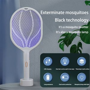 Other Home Garden Electric Shock 2in1 Mosquito Killer Purple Light Trap Flies Swatter USB Rechargeable Household Eable Summer Bug Zapper Mosquito 230526