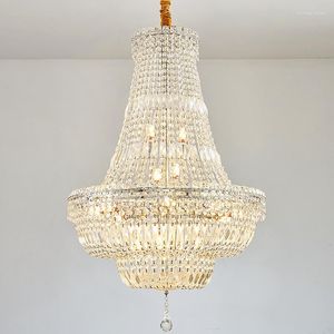 Pendant Lamps Light Luxury LED Chandelier Crystal Living Room Dining European High-end Silver Lighting