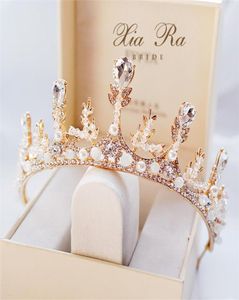 Cristales brillantes de lujo Coronas de boda Perlas de diamantes de imitación Accesorios para el cabello Corona nupcial y tiaras Rápido en stock4826164