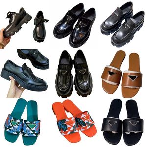 Triangle leather slippers luxury designer sandals women's fashion platform shoes comfortable and breathable loafers new patent leather casual shoes outdoor flats