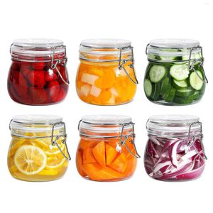 Storage Bottles Glass Jars With Airtight Lids Food Jar Round Hinged For Home And Kitchen GlassStorage Containers