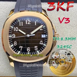 eternity Watches 3KF V3 Upgrade Version 5167R Cal.324 S C Automatic Dark Brown Texture Dial Mens Watch Minimum noise Swiss Movement Rose Gold Case Rubber Strap 001