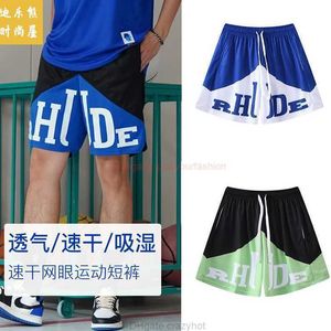 Designer curto moda casual roupas praia shorts rhude americano masculino popular este ano verão respirável secagem rápida basketba