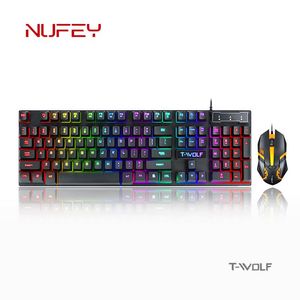 Combos TF200 wired USB keyboard and mouse set gaming pc character luminous cheap keyboard and mouse Spanish