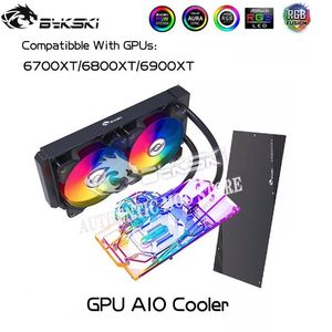 AMDシリーズ6900/6800/6700用のバックプレートを1つのVGA水冷却ラジエーター5V RGB Aura Sync用の冷却バイクスキーGPU AIOクーラー