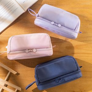 Simple Portable Super Large Capacity Pencil Case Solid Color Pen Bag Stationery Organizer Pouch Storage School Supplies