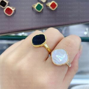 2023 Fashion Classic Lucky 4/Four Leaf Clover Ring Mother Of Pearl 18K Gold Plated Ring Ladies And Girls Valentine's Day Mother's Engagement Jewelry Gift 02