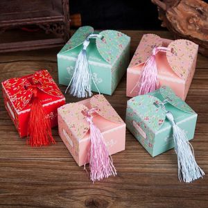 Wrap regalo 10pcs in stile europeo nappa creativa e gioiosa scatola di caramelle per matrimoni pieghevole
