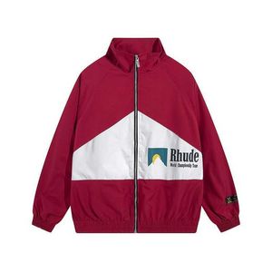 Herrjackor Rhude Mens Varsity Jacket Y2K American Vintage Baseball Letterman Jacket Womens broderad kappa tillgängligt varumärke Par Windbreake H9pi