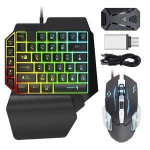 Combos Wired Mechanical Keyboard RGB Mouse Converter Combo Set Gamer Kit med bakgrundsbelysning OTG -adapter för PUBG PS4/Switch/Xbox One