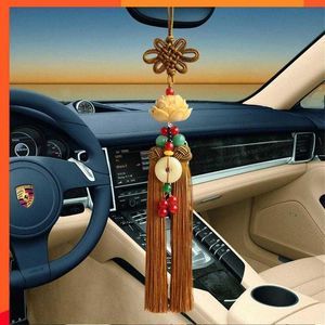 Novo pendente de espelho retrovisor pendente de corda pendurada portátil universal durável requintado suprimentos de carro dourado pingente de lótus branco elegante