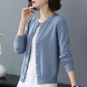 Cardigãs de Cardigan Black Cardigãs Mulheres sólidas Elegantes elegante manga longa Oneck Slim Single Bastted Casual Allmatch Jacke