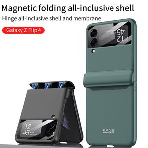 Luxo de luxo com dobradiça fosca híbrida Vogue capa para Samsung galaxy dobring z flip4 5g Durável Proteção completa protetora macia Solid Solid Fosted Fold Dound Shell